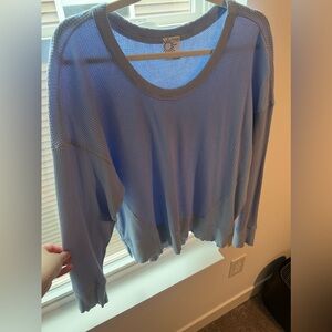 Aerie Light Blue Waffle Knit Sweatshirt